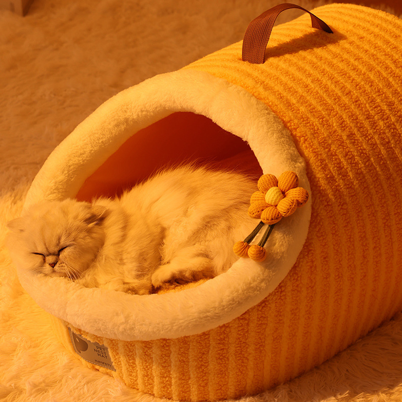 Cozy Winter Wrap-Around Cat Bed – Plush and Thickened for Extra Warmth